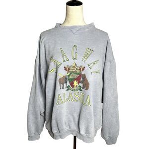 Vintage Skagway Alaska Crest Sweatshirt | Distressed Graphic Pullover | 90s Y2K